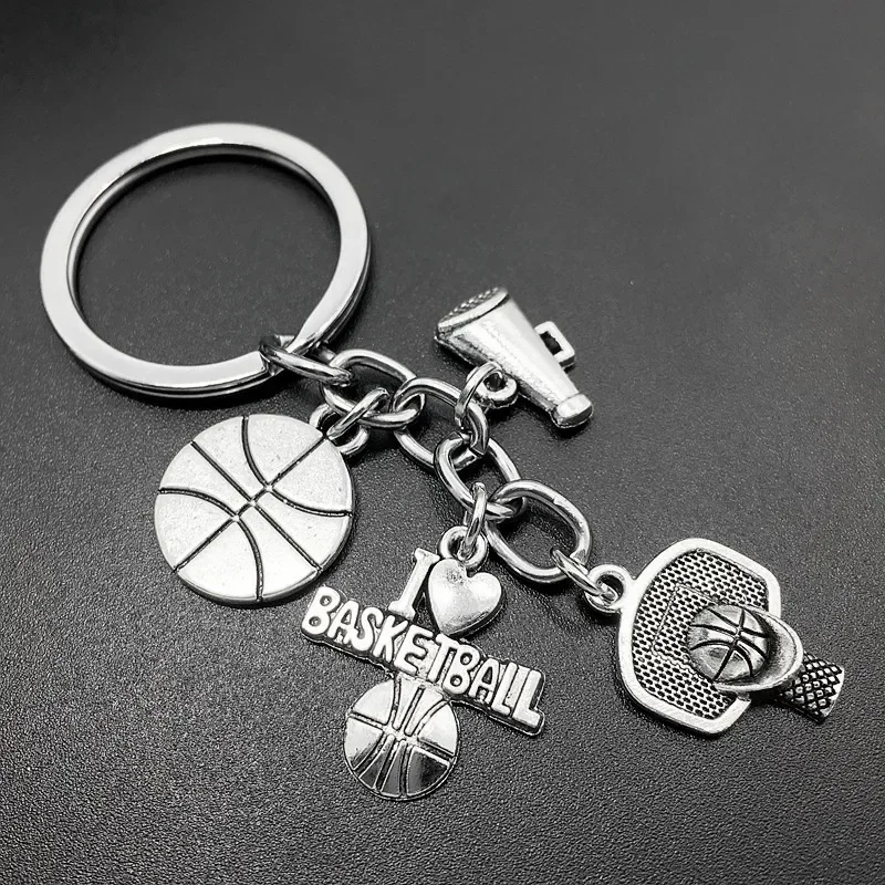 Fashion Keychain Football Basketball Football Cheerleader Key Chain Jewelry Women Men Pendant