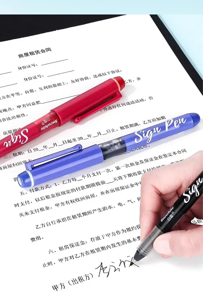 Snowhite 1,0-mm-Faserspitzen-Schnelltrocknungs-Signaturstift, Direkttinten-System für reibungsloses Schreiben, Premium-Signaturstift für Büro und Geschäft – Detail 8