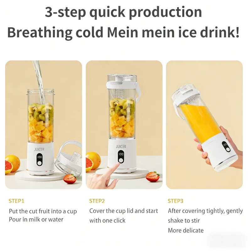 Vaso Mezclador Portátil de 600 ml con 12 Cuchillas para Batidos y Smoothies, Recargable por USB, Exprimidor de Frutas de Viaje, Vaso Doble, Licuadora de Frutas - Image 6