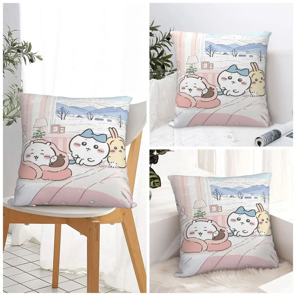 

C-Chiikawa Cartoon Pillow Case Vintage Pillow Cover Polyester Custom Cushion Cover Pillowcases For Chair Sofa Home Decoration