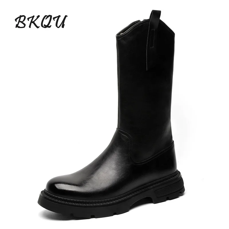 BKQU-Bottes Western Cowboy Knight à l'offre elles souples pour hommes, Bottes hautes, Nouveau style britannique, Beau, Tout, Automne, 2024