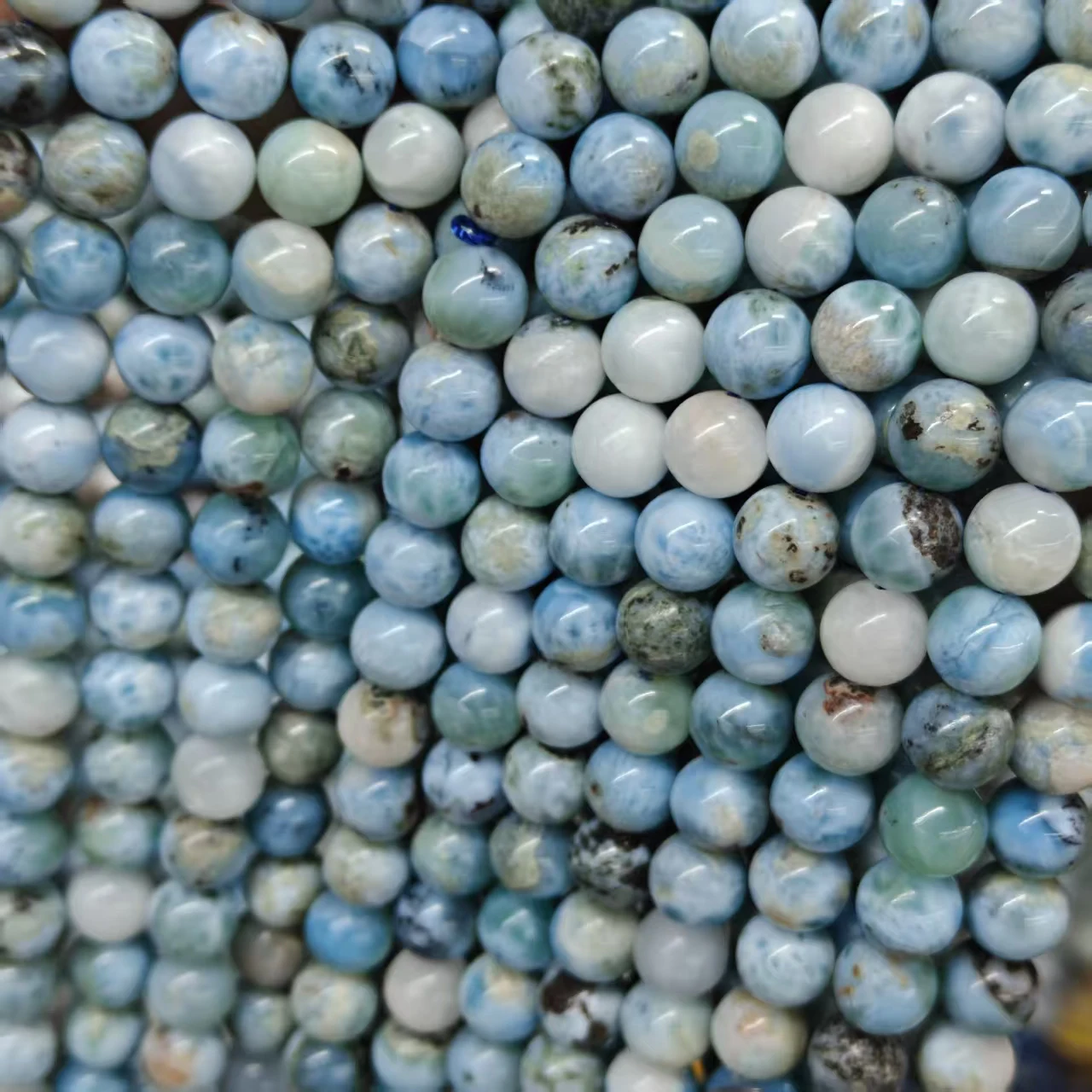 XingYu Natürliche A+ Dominikanische Larimar-Perlen Armband Glatt Rund Lose Für Schmuckherstellung Armband Elastisch Handgemachter Schmuck – Detail 3