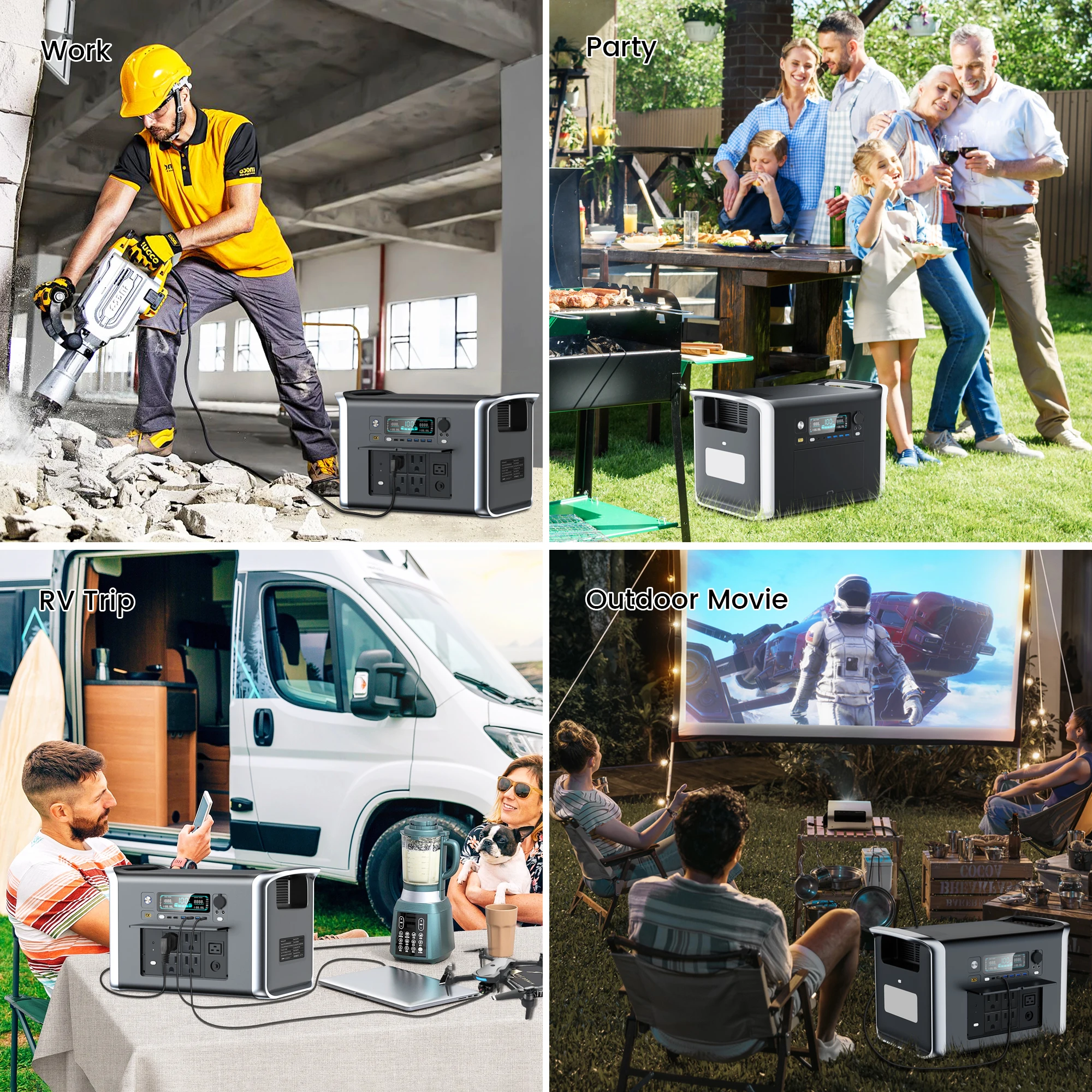 CTOLITY AP2000 2400W Portable Power Station 640000mAh Lifepo4 UPS Function for Camping RV Back Up UPS Emergency Home Appliances