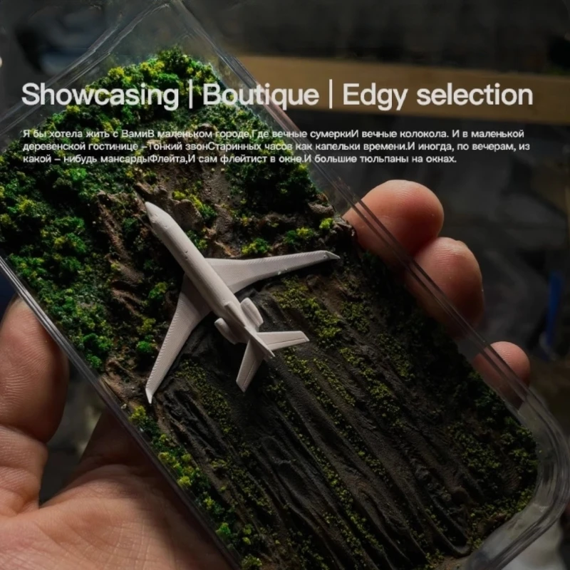 

2025 New Microscopic Scene Model Ornament Gulfstream 900 Aircraft Model Miniature Landscape Handmade DIY Desktop With Wheel Mesh