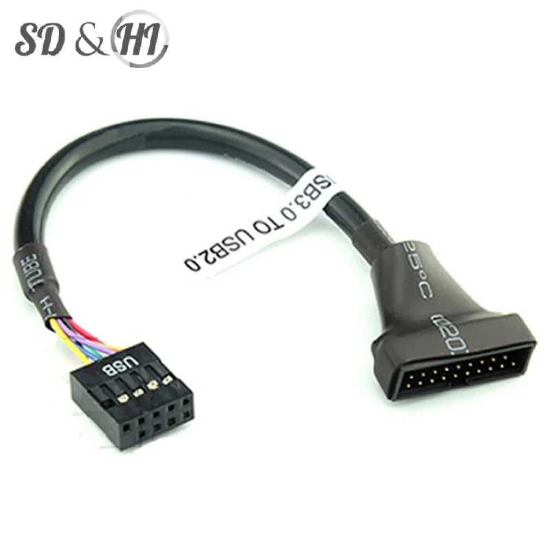 

1pc Motherboard Header Adapter Cord High Quality 19/20 Pin USB 3.0 Female To 9 Pin USB 2.0 Male