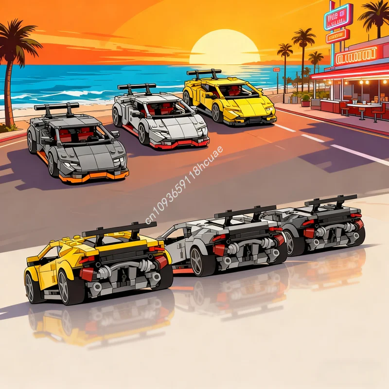 

381 шт. MOC Lamborghiniesрованная модель Huracan Twin Turbo, строительные блоки, рождественские подарки, архитектура, идея «сделай сам», развивающие игрушки, кирпич