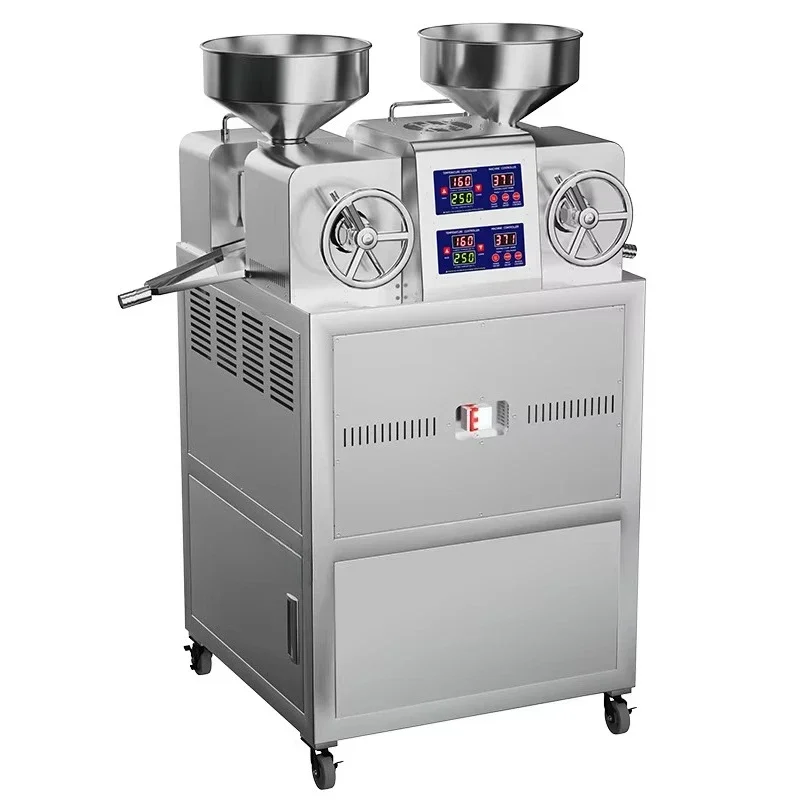 Commercial P60 Double-Head Automatic Stainless Steel Edible Oil Press 40-60 Kg/h Capacity Motor Core Component Cooking Equipment