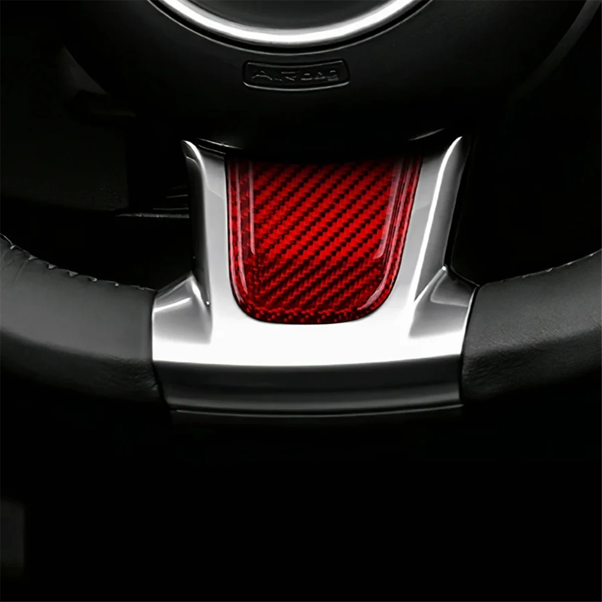 Real Hard Carbon Fiber Sticker for Fiat 500 Abarth 595 2020 2021 2022 2023 Car Steering Wheel Trim Accessories Red