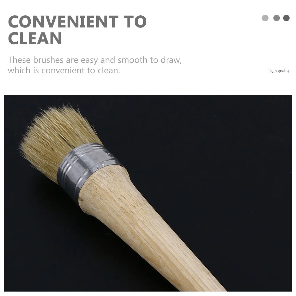 2Pcs Round Head Oil Paint Brushes Wood Handle Painting Brush Suitable for Acrylic Oil Varnishes Household Painting Tool