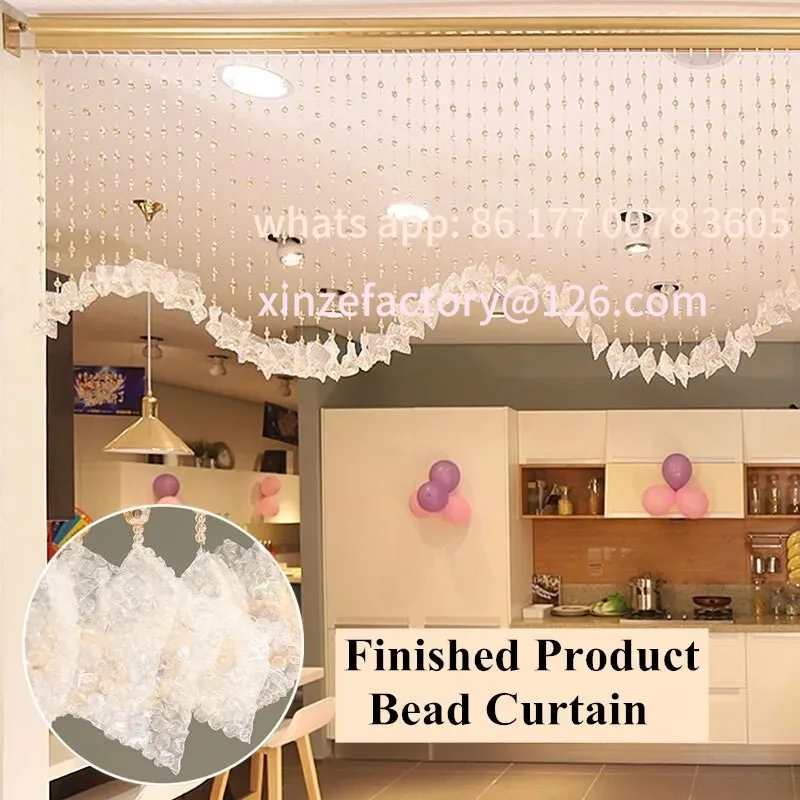 Customizable Wave Shape Crystal Bead Curtain Screen Living Room Hallway Window Bedroom Valance Finished Decorative Curtains