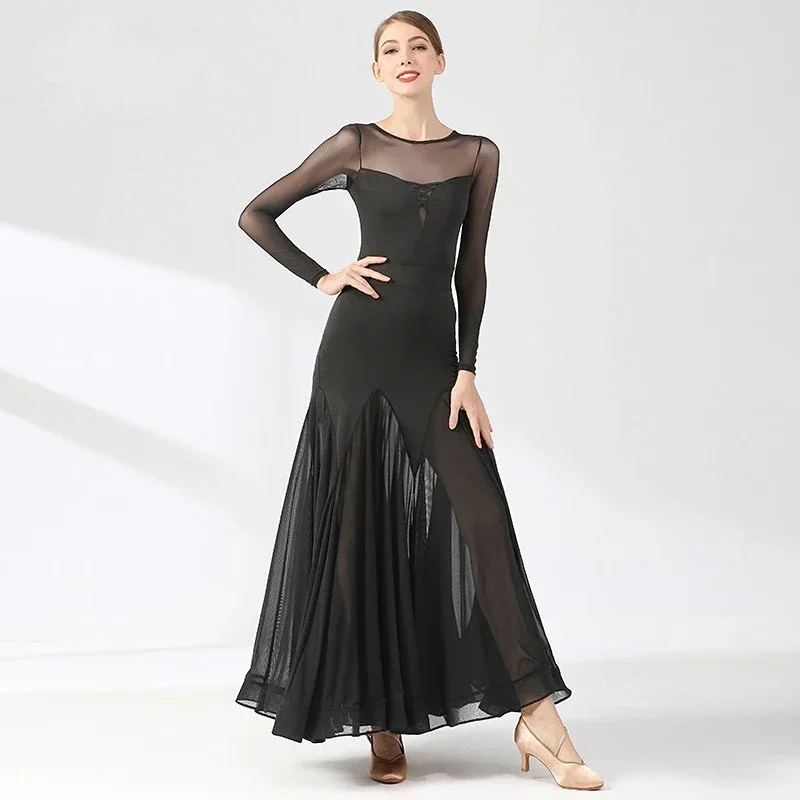 Robe de danse de valse de scène flamenco moderne, robe longue standard nationale, performance de danse de salon, olympiques de tango