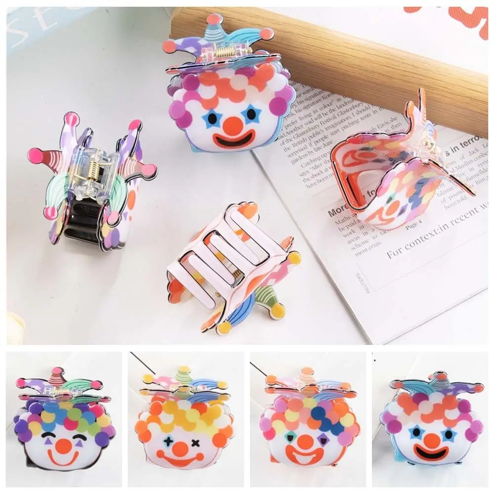 

Creative Joker Clown Hair Claw Acrylic Colorful Ugly Doll Shark Clip Mid Size Funny Cartoon Hair Clips Female/Girls