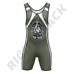 New sexymen's Pup Tron Zipper Singlet RightTrack One Piece Wrestling Powerlifting senza maniche palestra Sport abbigliamento Fitness