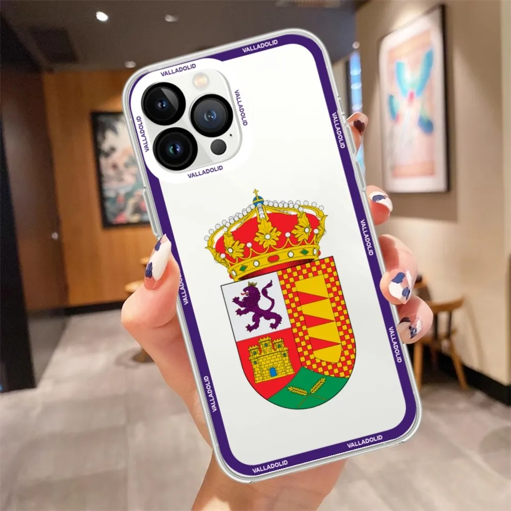 Valladolid Flag Phone Case For iPhone 11 12 Mini 13 14 15 Pro Max Transparent Shell