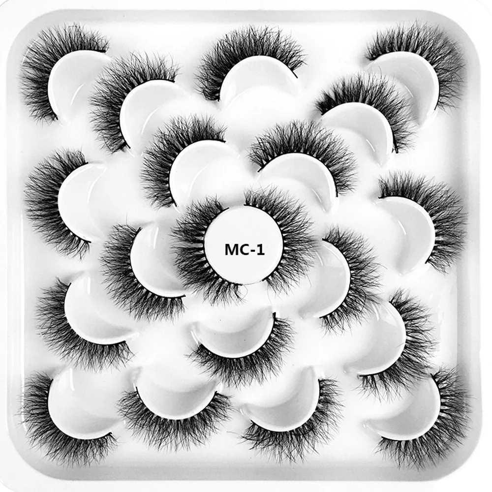 10 paia 10-20mm 8D Faux Mink Lashes Fluffy Soft Wispy Volume Natural long ciglia finte ciglia riutilizzabili Eyelashs Makeup