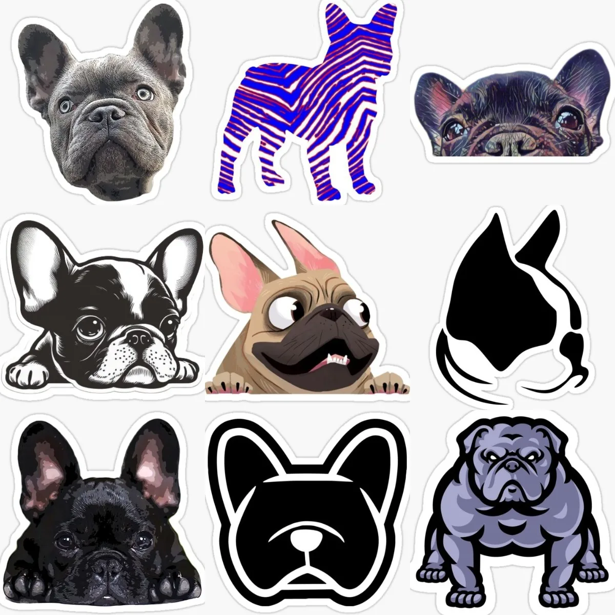 French Bulldog Cute Creative Stickers Vinyl Bumper Window Wall Room Car Truck Table Helmet Off-road Motorcycle Decal Assecories