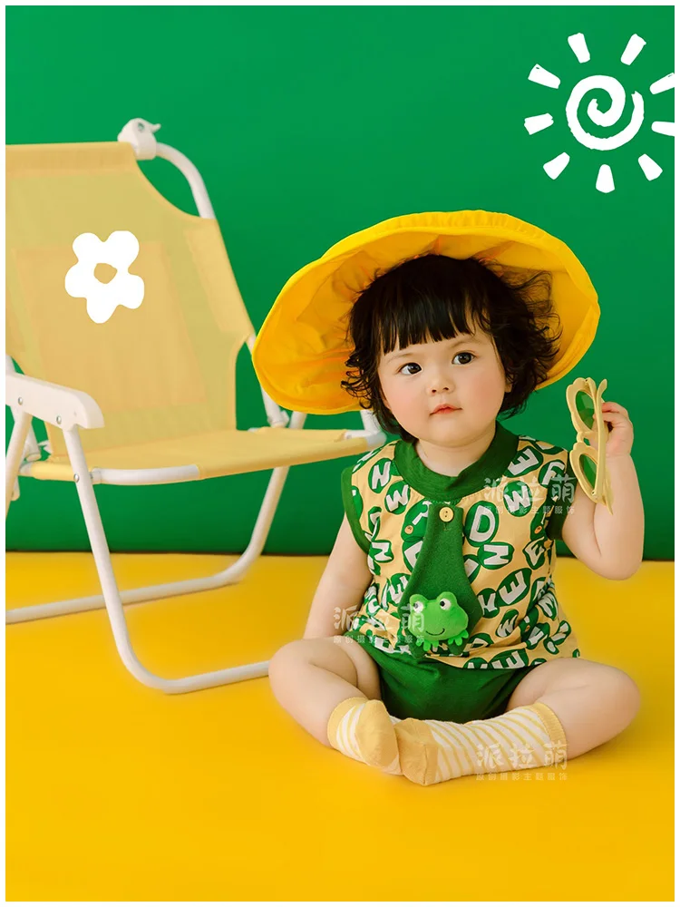 Hundred Days Photography Clothing  Little Frog Green Hat Theme Cinema Hundred Days Photography 신생아촬영