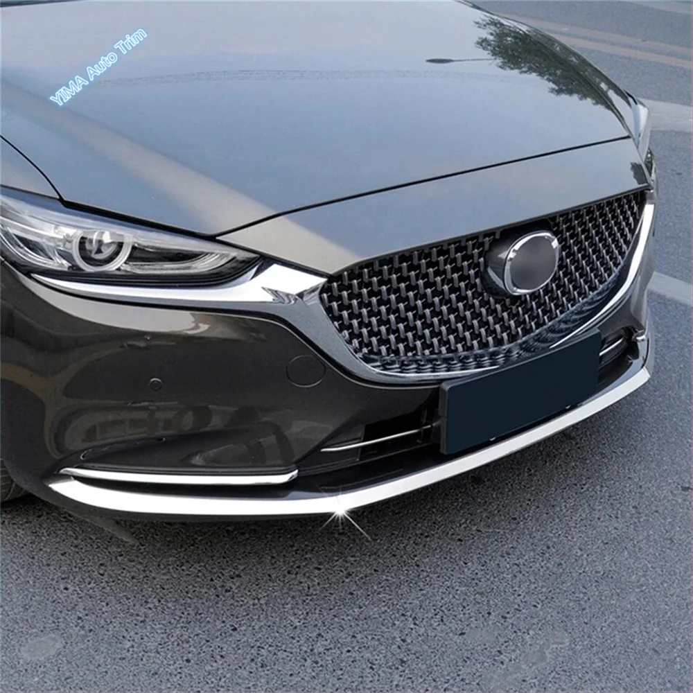 Stainless Steel Exterior Refit Kit Fit For Mazda 6 2019 - 2024 Front Bumper Splitter Lip / Mesh Grille Grills Stripes Cover Trim