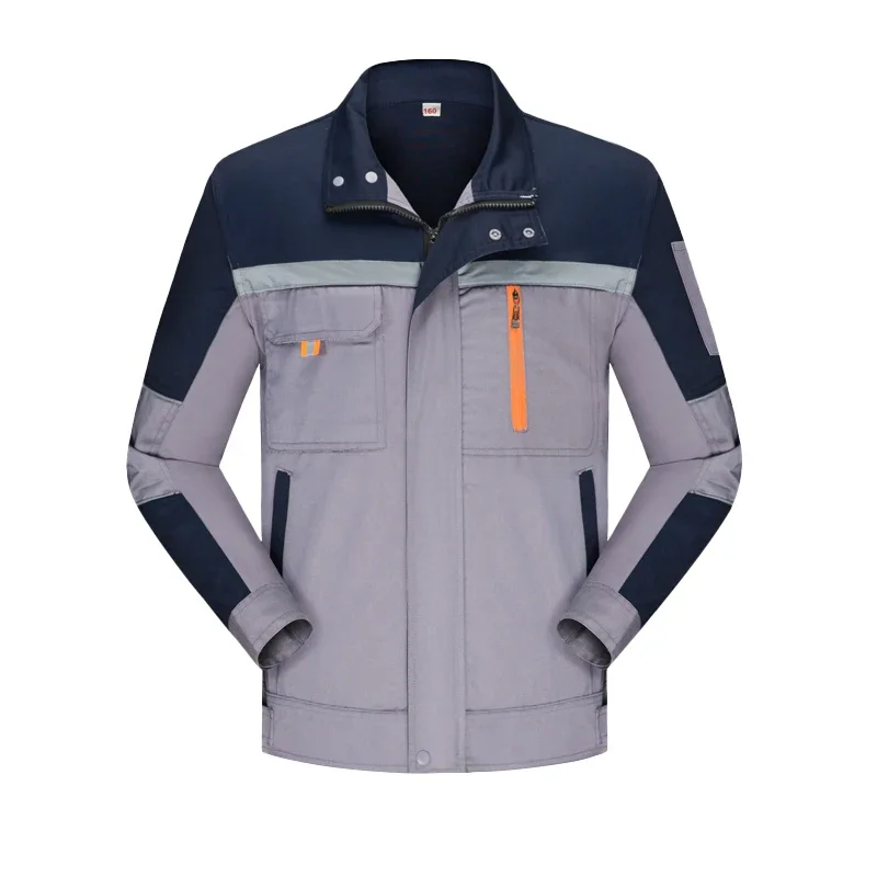 Mens Factory Work Shirt Uniform Long Sleeve Turn-down Collar Workwear Motor Mechanic Repair Workshop Two-pocket T-shirts Tops