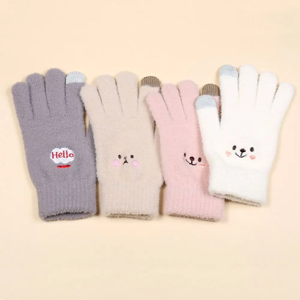 الفتيات ركوب الدراجات القيادة شاشة تعمل باللمس جميع قفازات الأصابع قفازات الشتاء محبوك القفازات رقيق #3