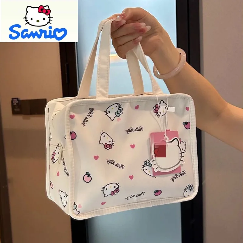 

Sanrio Fashion Ручная косметичка большой емкости для женщин, портативная сумка для туалета и хранения, мультфильм Hello Kitty