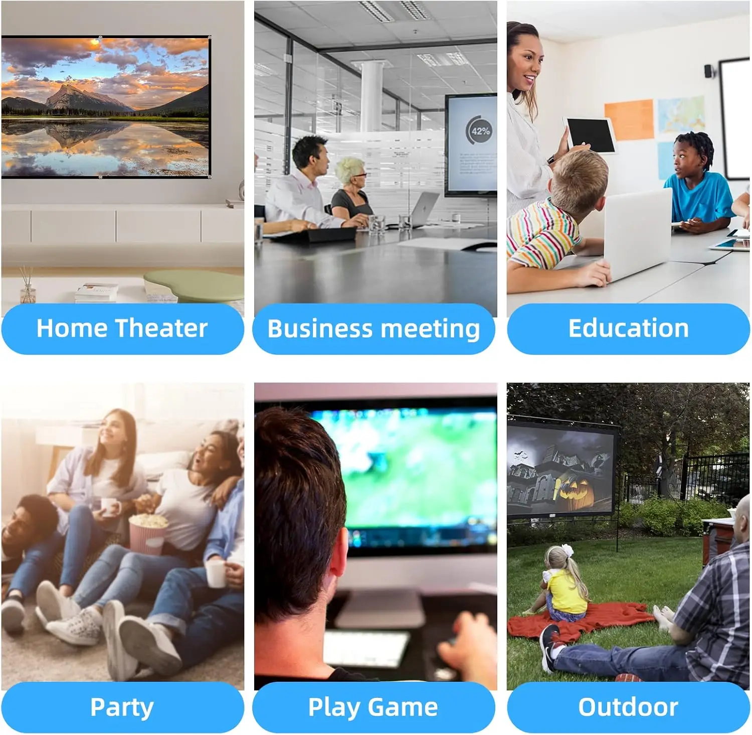 200 inch Portable Projector Screen 16:9 Foldable Double-Sided for Home Theater Outdoor Movies