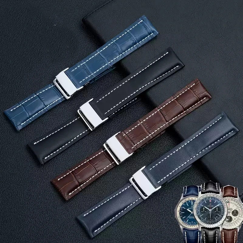 

For Breitling Watch Strap Aviation Timing Cross Ocean Avenger Challenger Culture Cowhide Men's 22mm 24mm Watch Band accessories