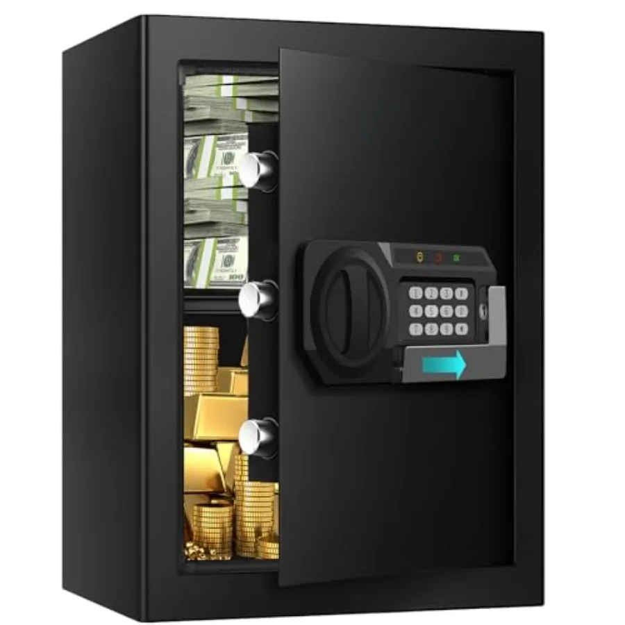 

Большой домашний сейф объемом 3,3 куб. фута, водонепроницаемый и огнестойкий, с защитой от взлома, для хранения документов, с программируемой клавиатурой, системой сигнализации и S-функциями.