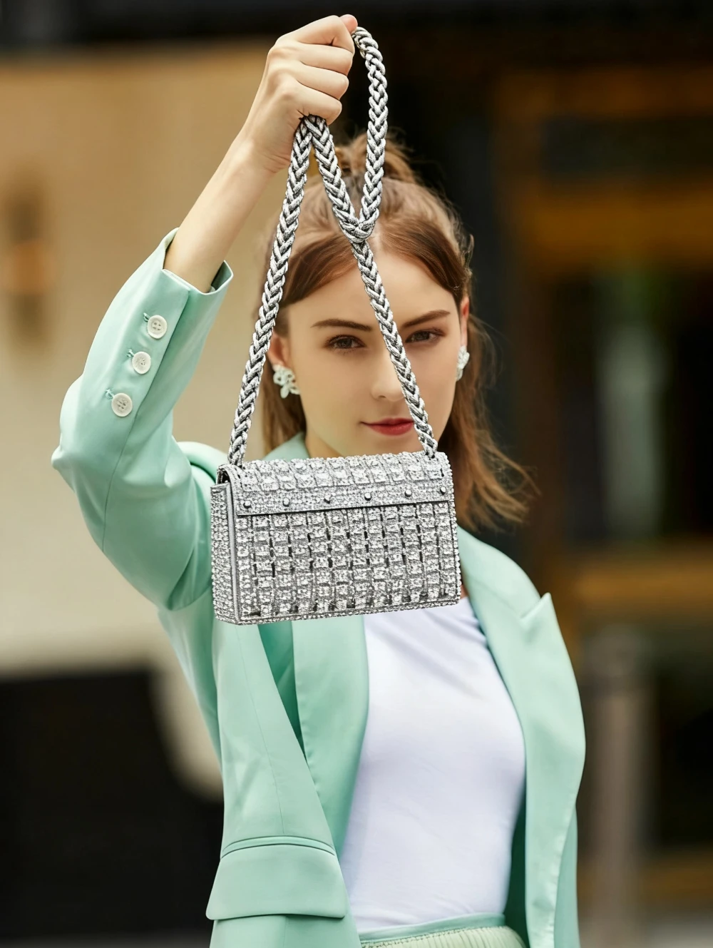 

​​New Womens Rhinestone Full Drill Small Crossbody Bag Fashion High End Summer Evening Bag with Diamonds​​