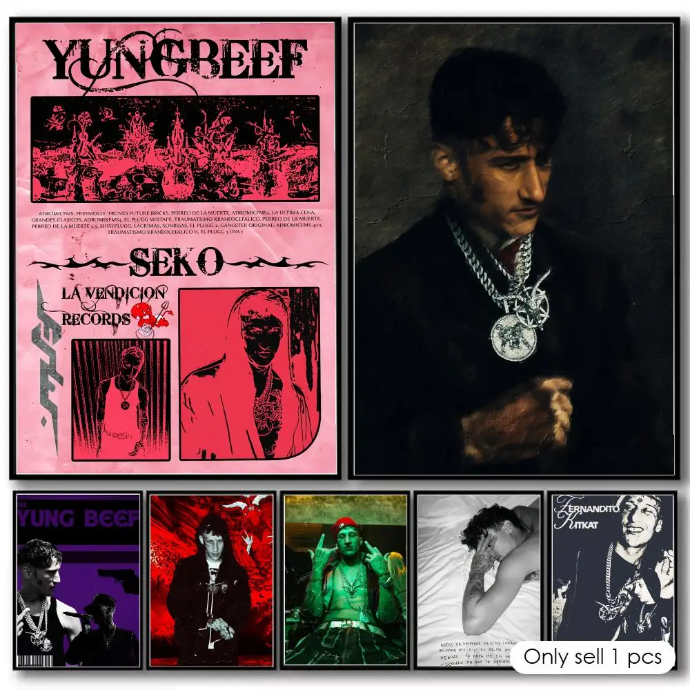 Cool Rapper Y-Yung Beef Painting Calligraphy Cotton Canvas Wall Art Poster Quality Decor Painting for Home Decor