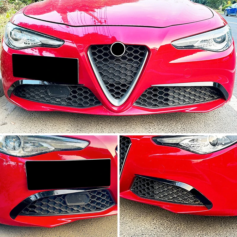 For Alfa Romeo Giulia 2017-2020 Car Body Kits ABS black Car Front Grille Bumper Side Air Intake Vent Decoration Cover Trim