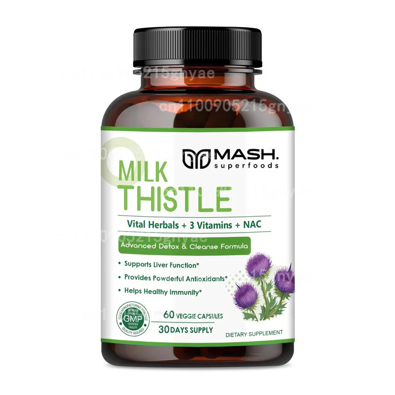 

Натуральный экстракт расторопши, добавка для очищения и восстановления печени корня одуванчика — чистые 60 капсул