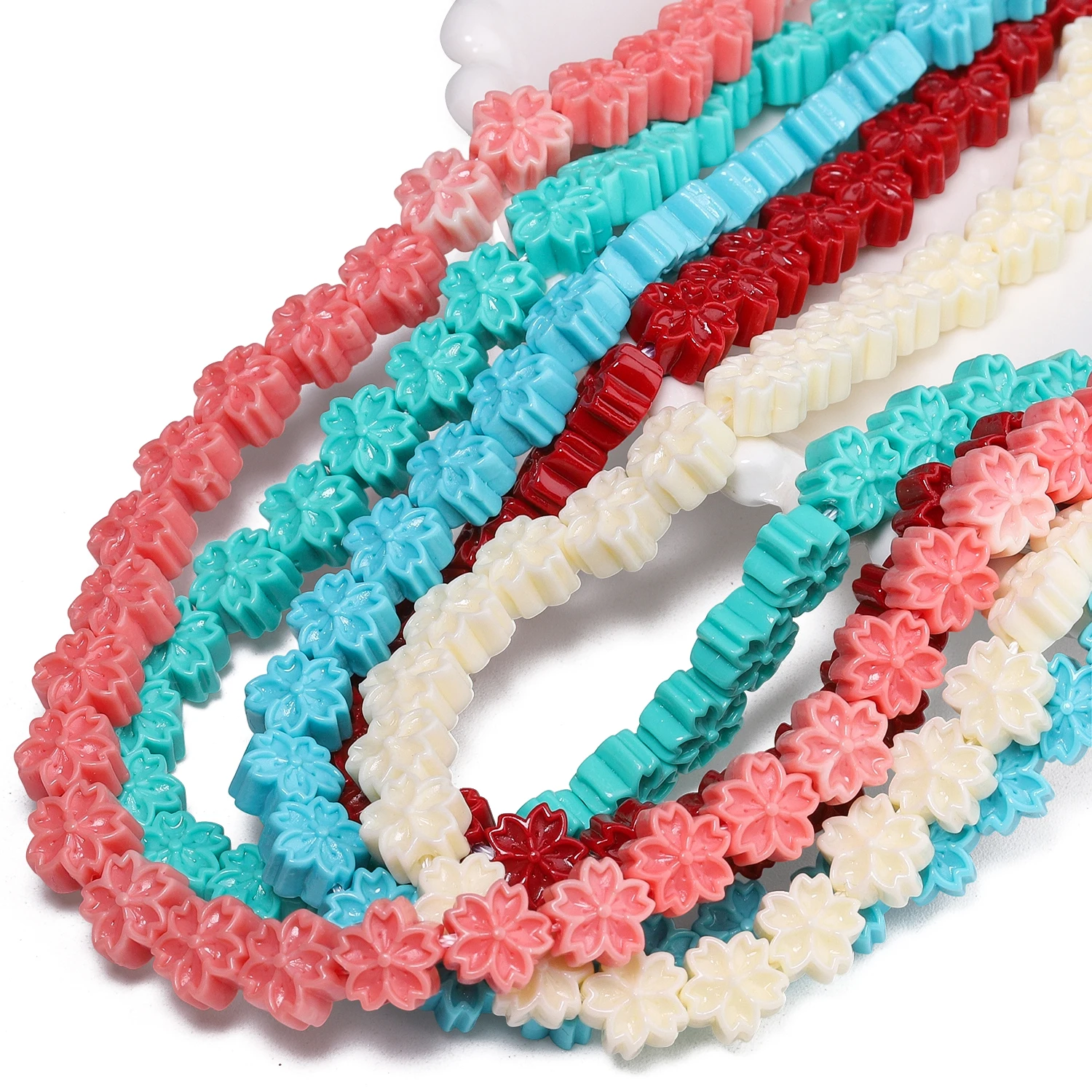 6x10mm Five Petal Flower Shape Shell Powder Beads Spacer Loose Beads for DIY Jewelry Necklace Bracelet Accessories