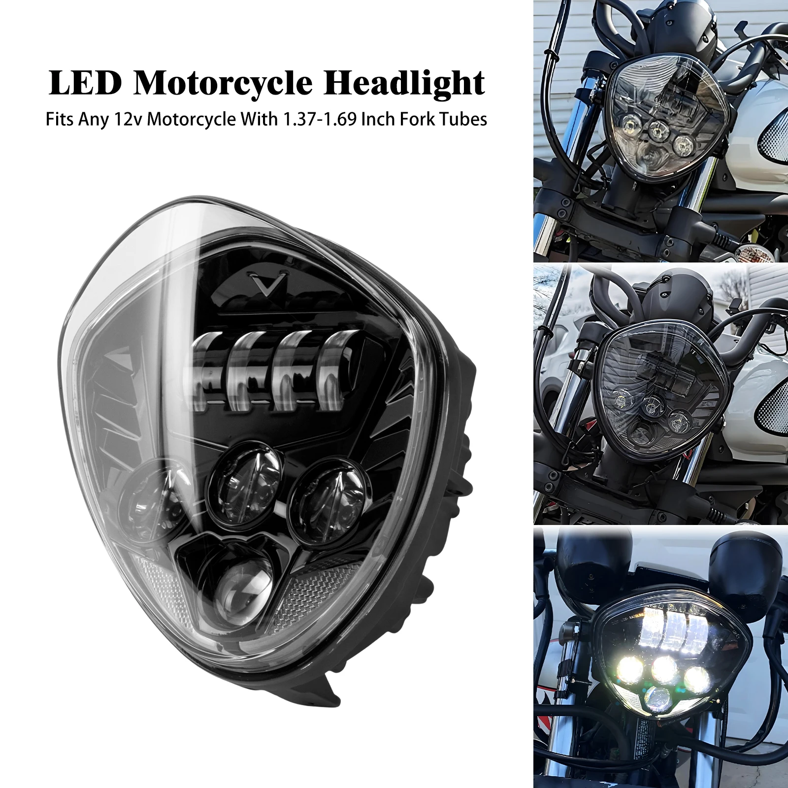 Motorcycle Headlight LED Front Headlamp Universal High Low Beam Light For Harley Sportster XL For Honda For Kawasaki For Yamaha
