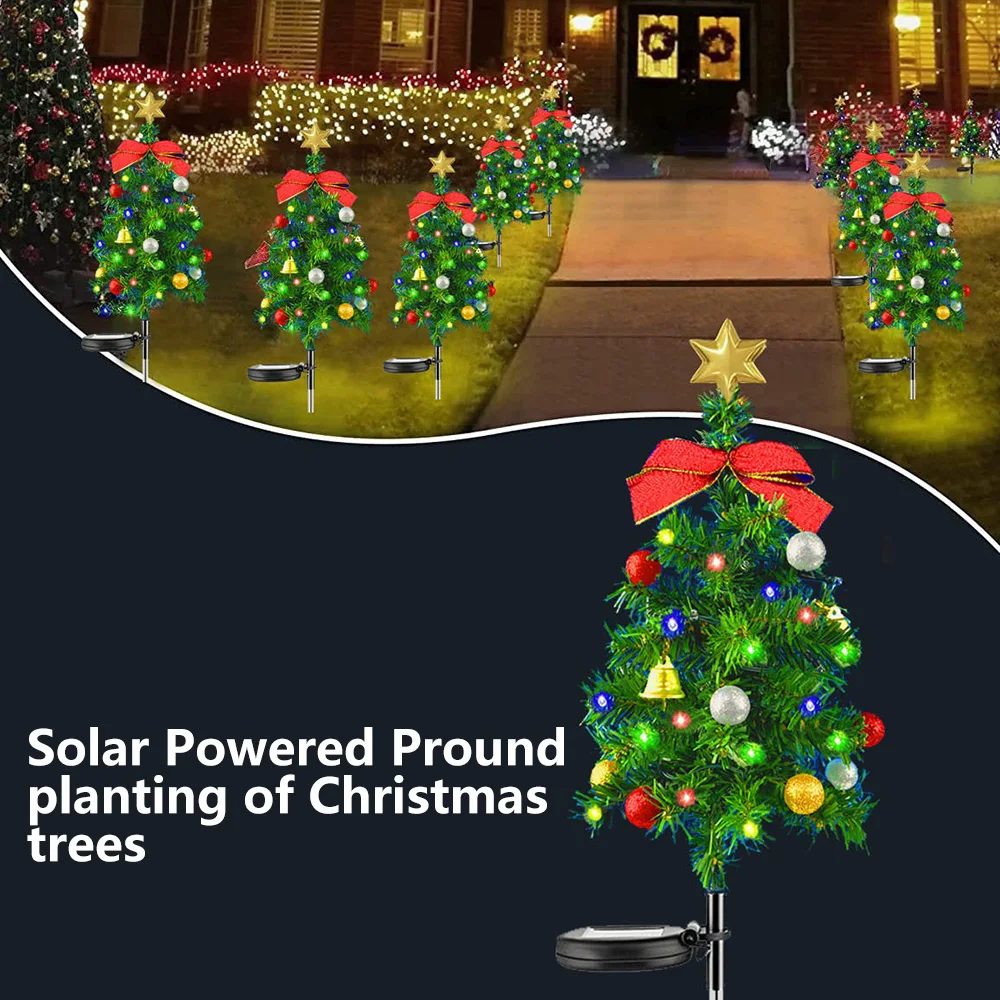 Imagem -05 - Solar Christmas Tree Decor Luzes ao ar Livre Impermeável Led Lawn Jardim Pátio Porch Paisagem Lâmpadas Presentes Festa de Natal