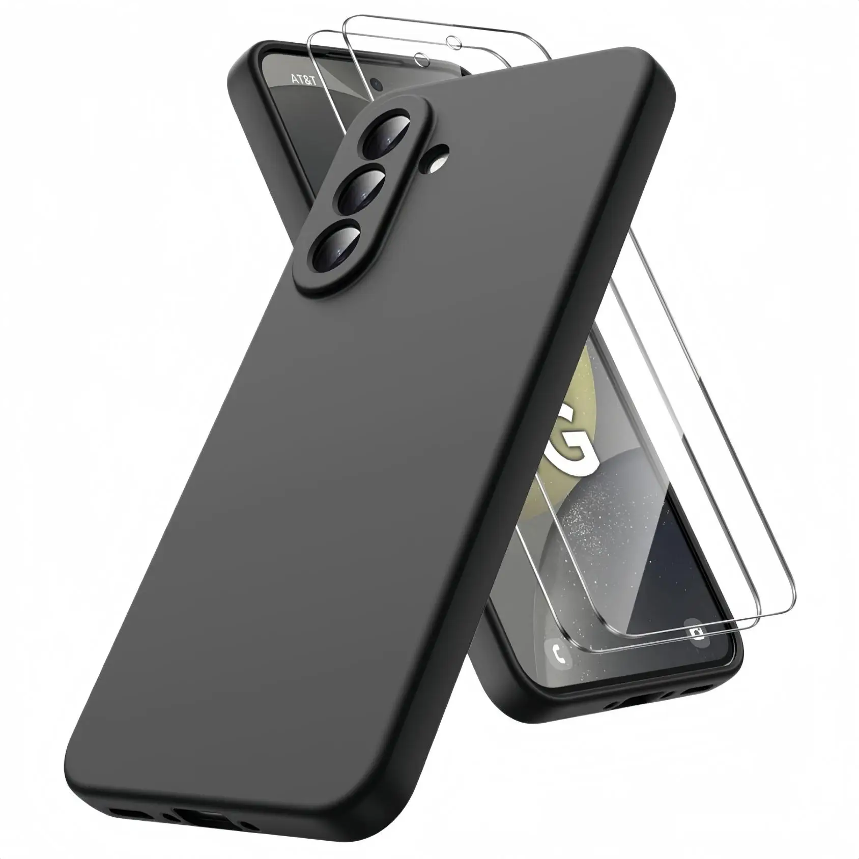 Für Samsung Galaxy A57 A37 A27 A17 A07 4G / 5G Hülle, mit Displayschutzfolien, Weiche TPU Flüssig-Silikon Stoßfeste Hülle