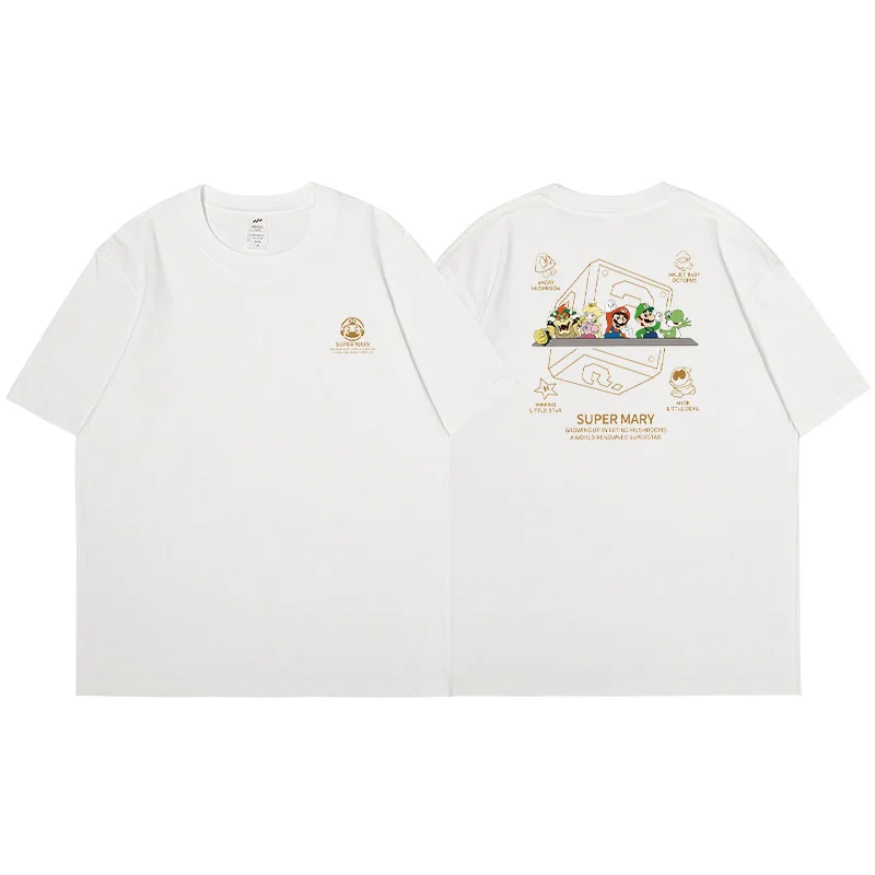 

Super Mary Short sleeved T-shirt Women's Cotton Cartoon Printed Casual Loose Men's Wear Summer Half Sleeve Top