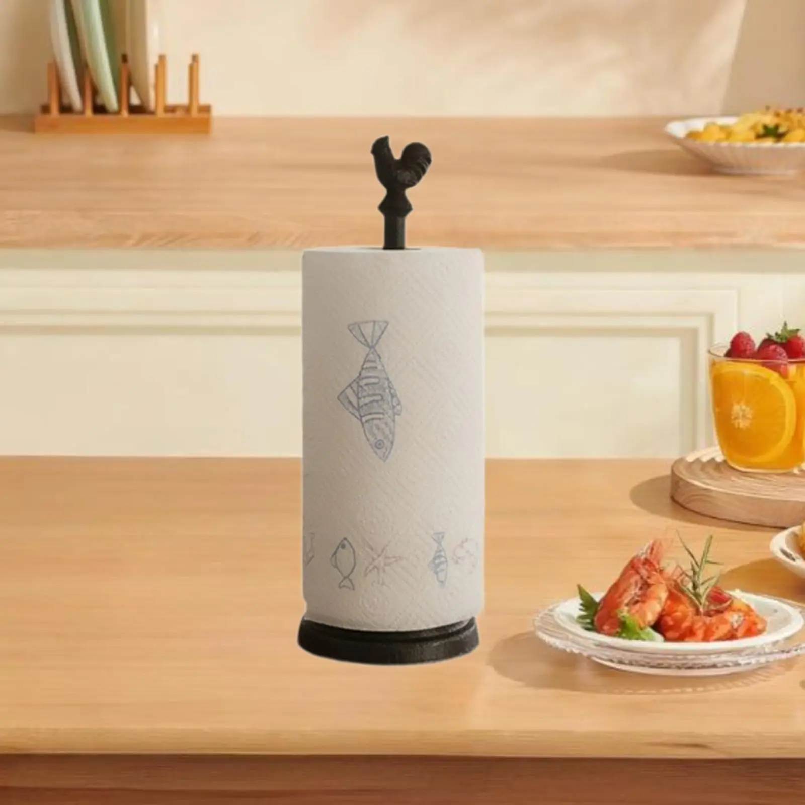 

Paper Towel Holder Vintage Standing Paper Towel Organizer Kitchen Napkin Rack with Stable Base Countertop Roll Dispenser Kitchen