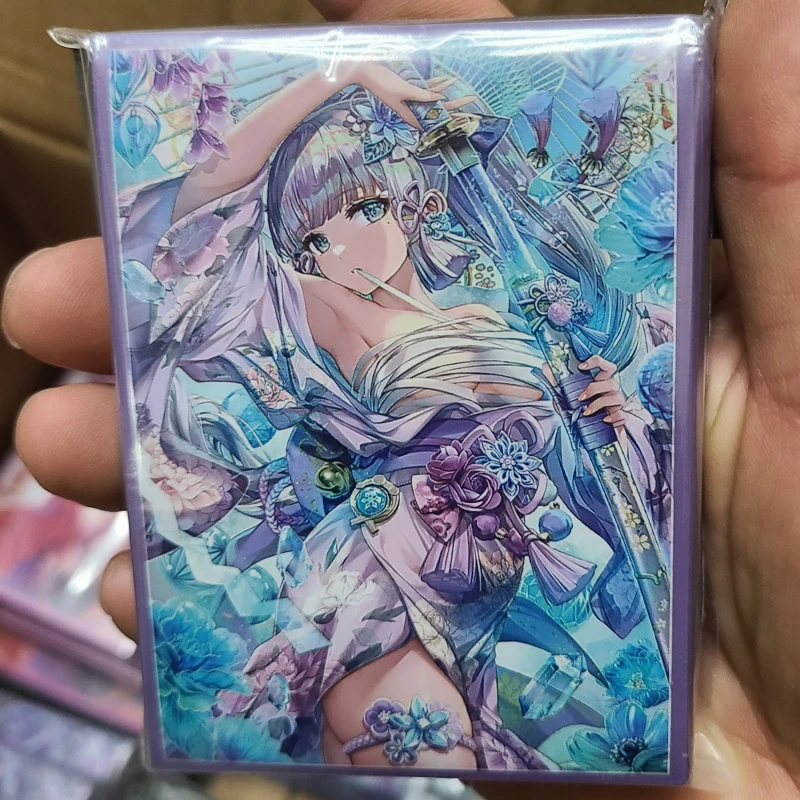 60Pcs/Set Genshin Impact Cards Sleeve Kamisato Ayaka Anime Game Characters Normal Version Colorful DIY Toy Card Protective Cover