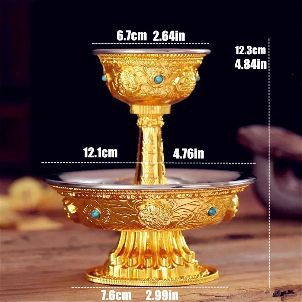 

Buddhist Manza Protection Dharma CupTantric Alloy Handicraft, Tibetan Tribute, Gilt Buddhism Plate, Home Gift, Indoor Decorative