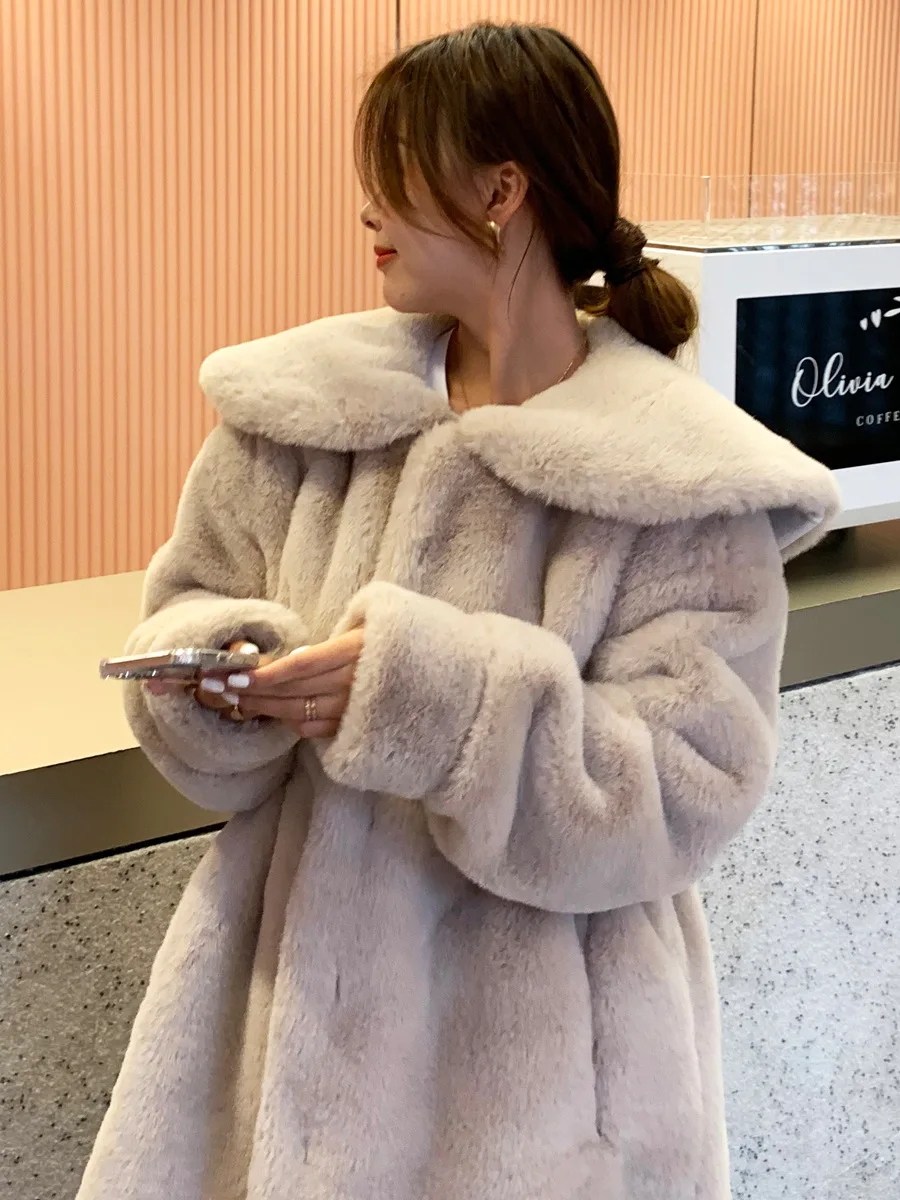 フェイクファー トップコート レディース テーラード ミッドロング クラブ ヤング 日本風 レース付き 暖かい ターンカラー 快適 デイリー ハイエンド OL