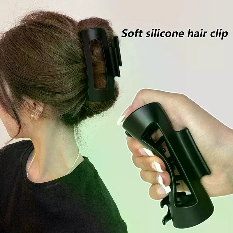 Soft Silicone Shark Hair Clips For Women Protective Elastic Hair Clip Back Head Durable Flexible Unsnappable Claw Clip