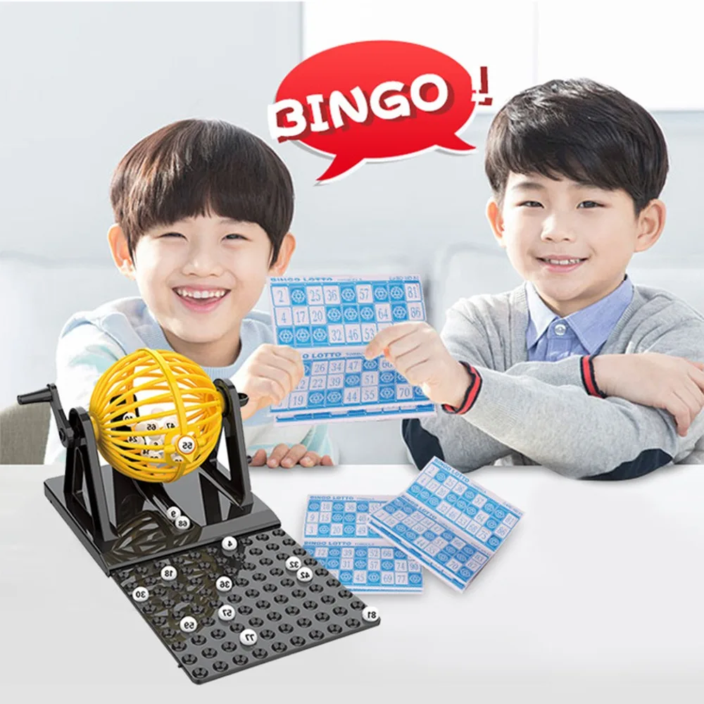 New ABS Bingo Lotto Game Set Rotary Cage Interactive Bingo Cage Game Revolving Machine Board Game Home