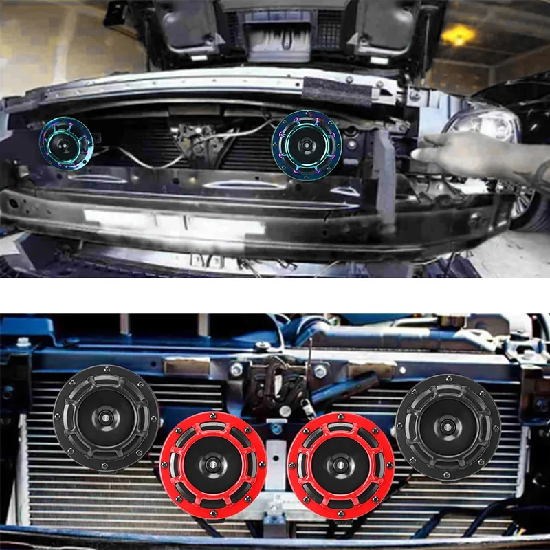 2Pcs Hella Super Loud Compact Electric Blast Tone Air Horn Motorcycle Loudspeaker ElectricCool Fashion Waterproof Auto Parts