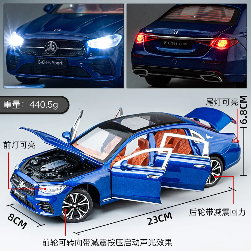 1:24 Mercedes-Benz E300L & Taxi E-Class Sport Simulation Diecast Metal Alloy Model car Sound Light Collection Kids Toy Gift