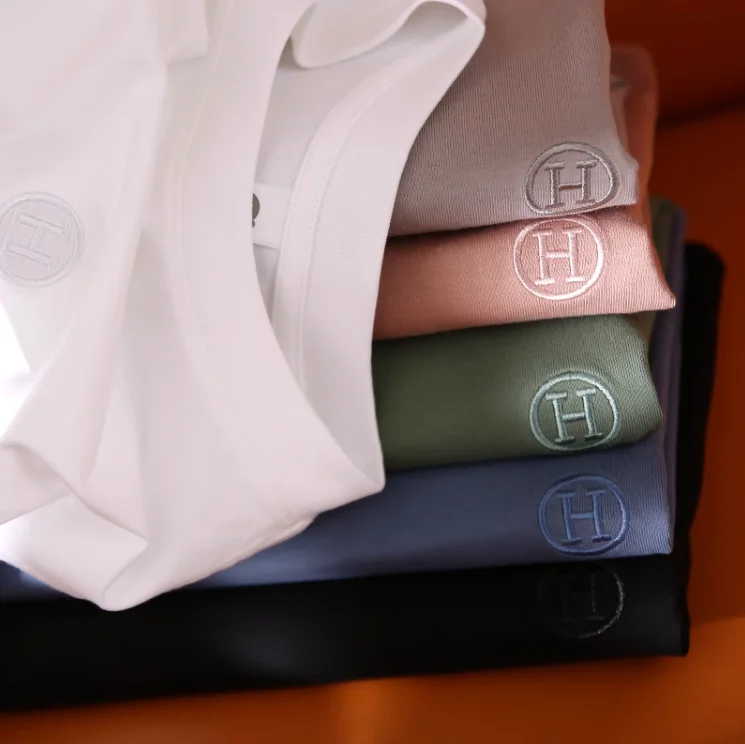 

Exquisite Embroidered Letter Men's ort Sve T-irt Pure Cotton Spring Summer Faion Urban Loose Fit round Ne Top