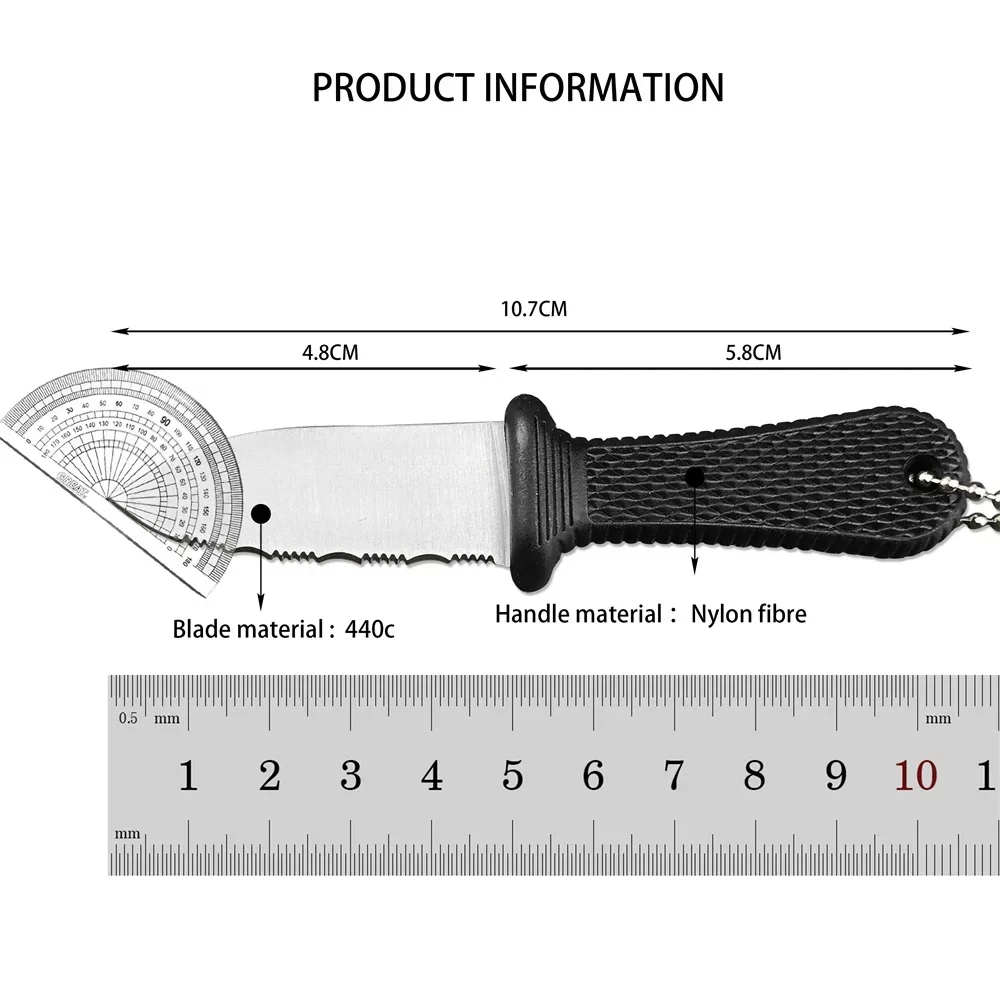 EDC tool Super Neck Fixed Blade Knife 440C Blade Nylon Fiber Handle with Secure-Ex Outdoor Mini Tactical Hunting Knife