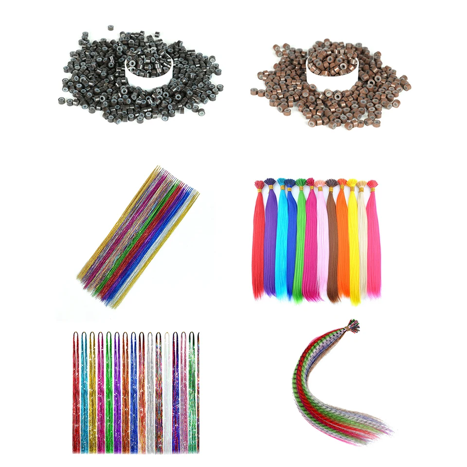 Extensiones Sintéticas de Color I-Tip Pluma 10-50 Hebras/Paquete Fibra de Alta Temperatura Accesorios de Peluca Color Sólido 4