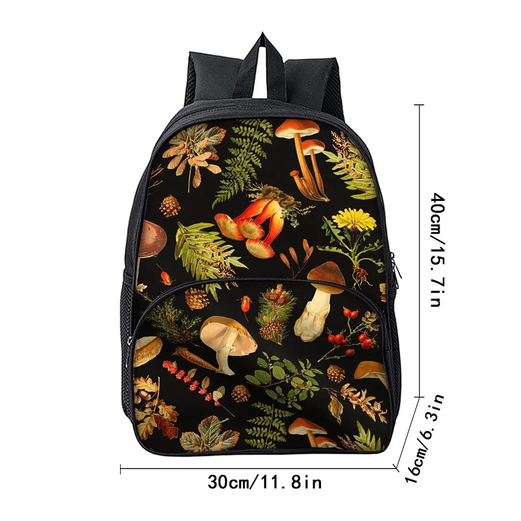 Mushroom Grass Round Front Pocket Backpack for Boy and Girls Best Gifts 2D Flat Cartoon School Bag for Children