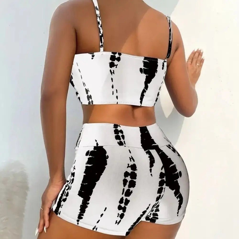 

Tie Dye High-Waist Bikini Set Flat Angle High Waist Shorts Trendy Swimwear Cross-Border Sexy Design Separate Swimsuit